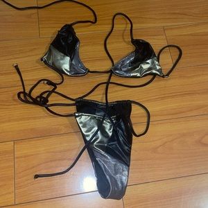 heart of sun swim chrome metallic bikini set (both S)